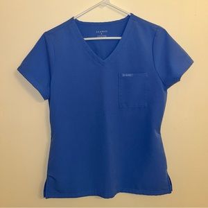 Jaanuu Ceil Blue 3 Pocket Scrub Top